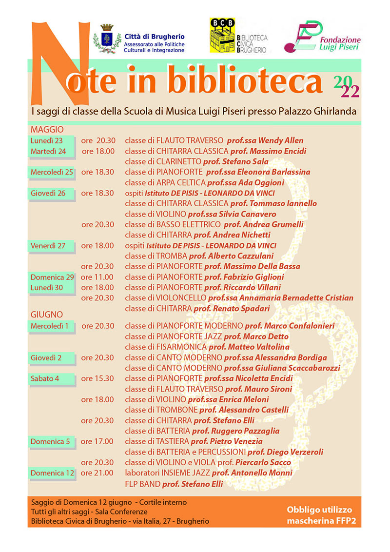 immagine Dal 23 maggio in biblioteca i saggi di fine anno della Fondazione Piseri