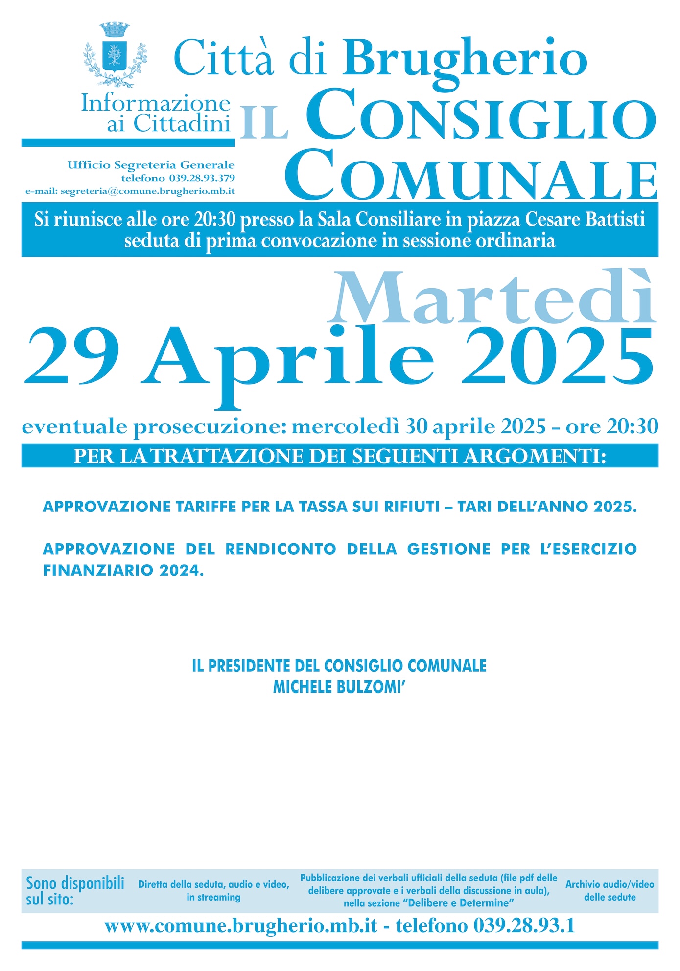 Immagine Convocazione Consiglio Comunale