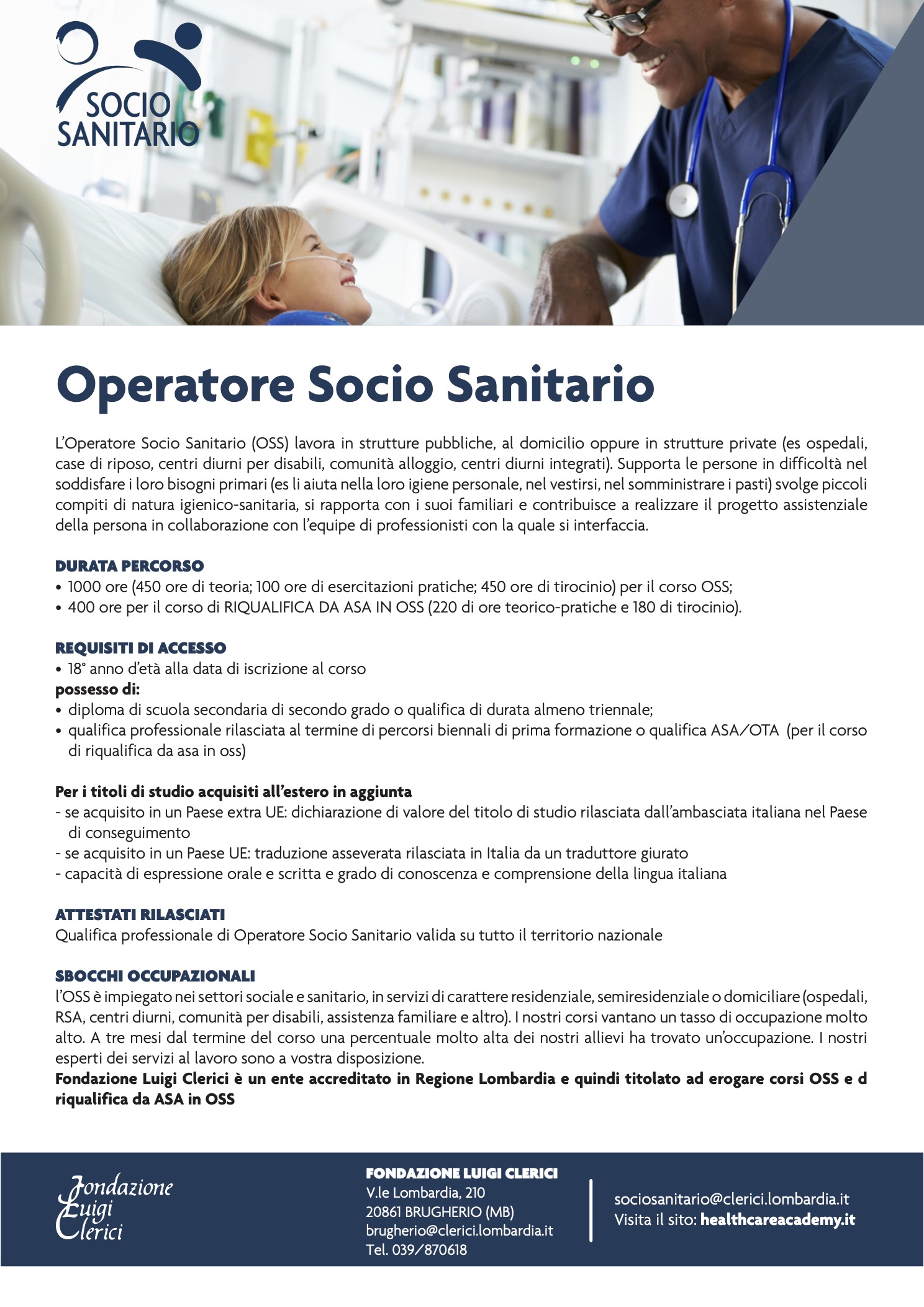 immagine Corso per Operatore Socio Sanitario alla Clerici