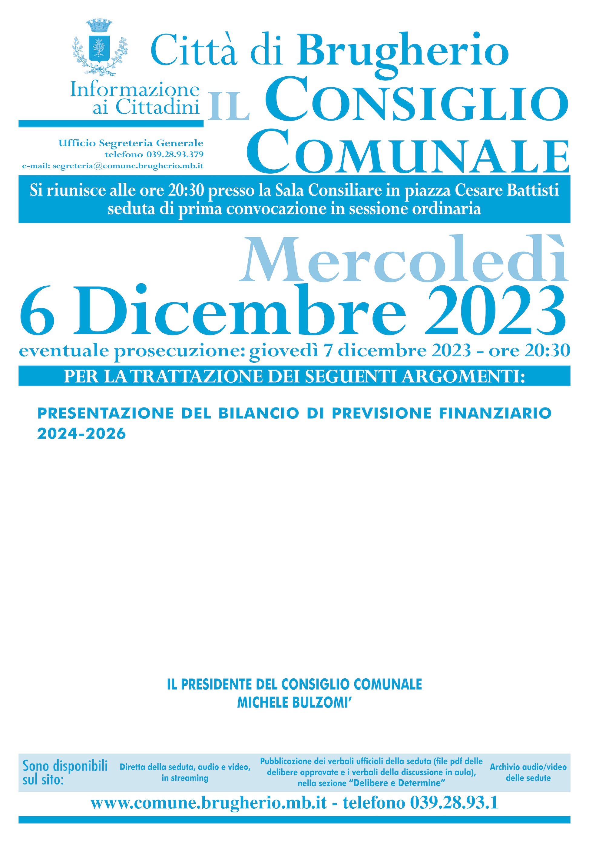Immagine Convocazione del Consiglio Comunale